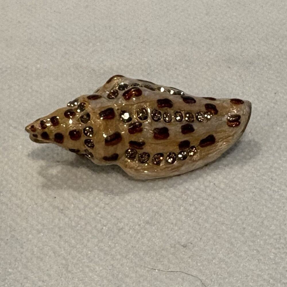 Jay Strongwater Vintage Shell Brooch, Pendant Enameled Swarovski Crystals